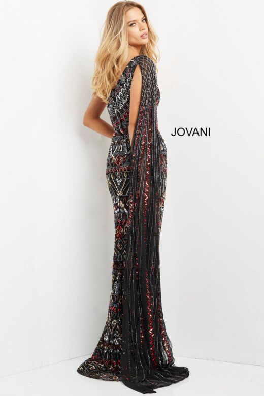 Jovani 08450 Black-Multi Evening Dress