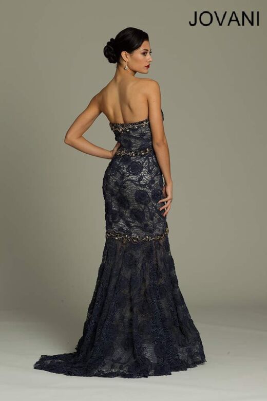 Jovani 92625 Navy/Gunmetal Evening Dress