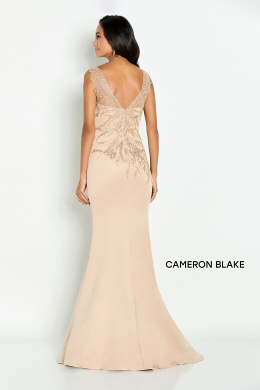 Cameron Blake CB148 Bateau Neckline Embroidered Dress