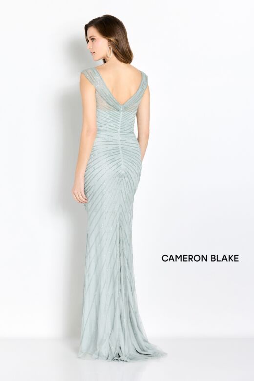 Cameron Blake CB755 Collared Neckline Embellished Dress