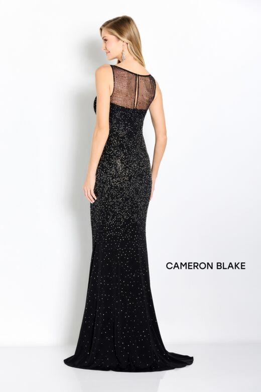 Cameron Blake CB757 Illusion Neckline Embellished Dress