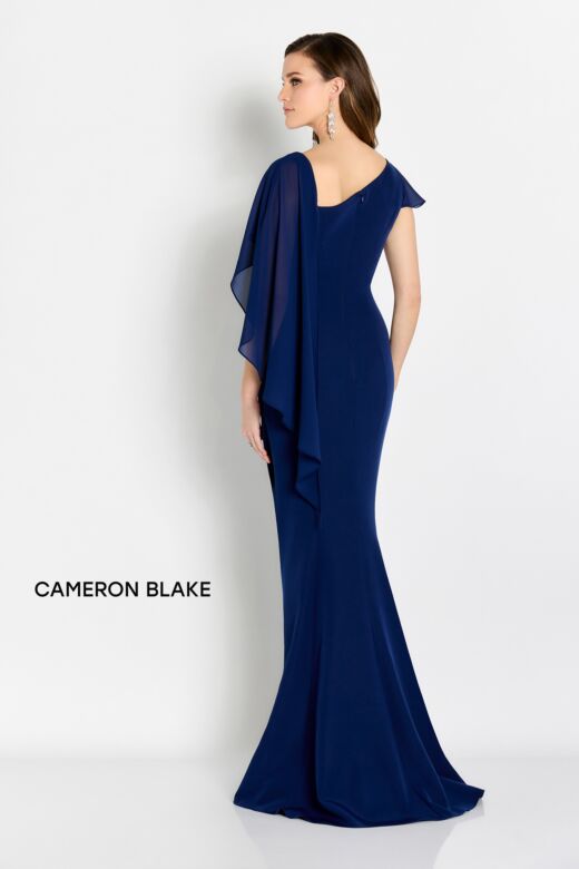 Cameron Blake CB763 Cape Sleeve Pleated Waist Dress