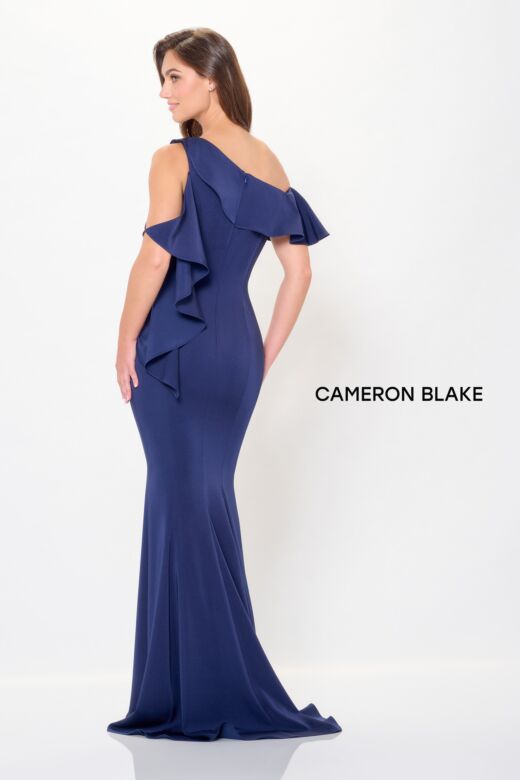 Cameron Blake CB3237 Flounce Neck Cold-Shoulder Dress