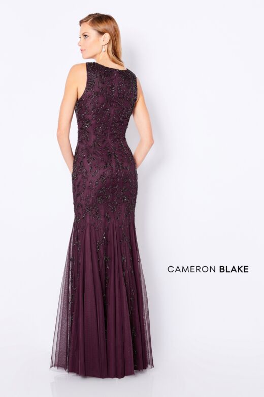 Cameron Blake 221684 Godet Skirt V-Neck Dress