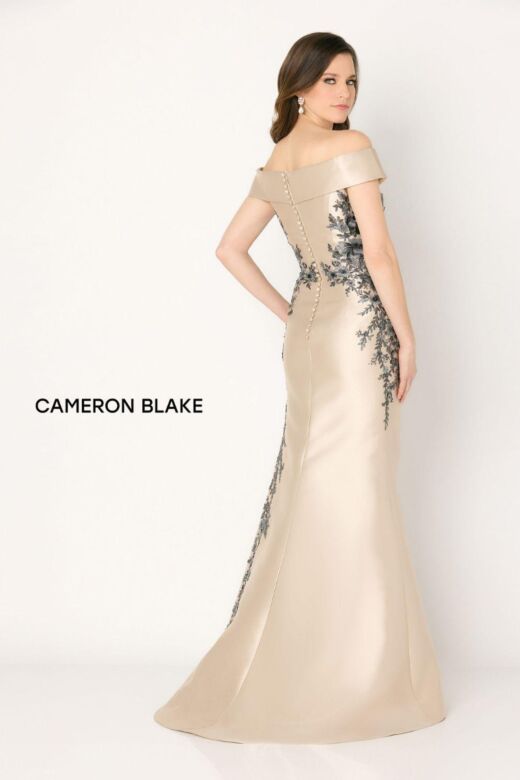 Cameron Blake CB777 Off-The-Shoulder Lace Bodice Dress