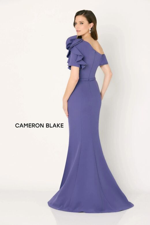 Cameron Blake CB781 Drape Skirt Applique Sleeve Dress