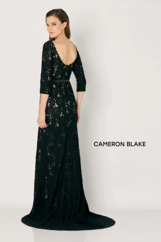 Cameron Blake CB789 Removable Sleeve Plunging V-Neck Dress