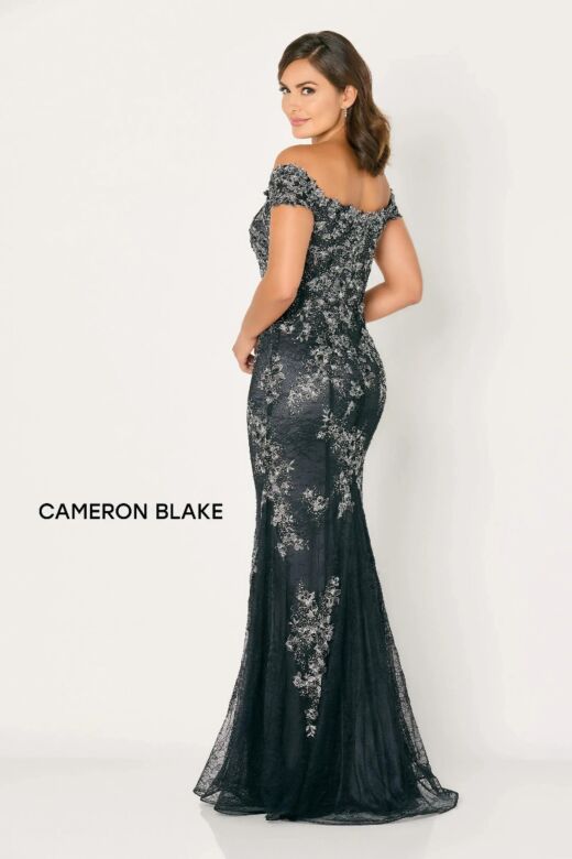 Cameron Blake CB792 Off-The-Shoulder Godet Skirt Dress