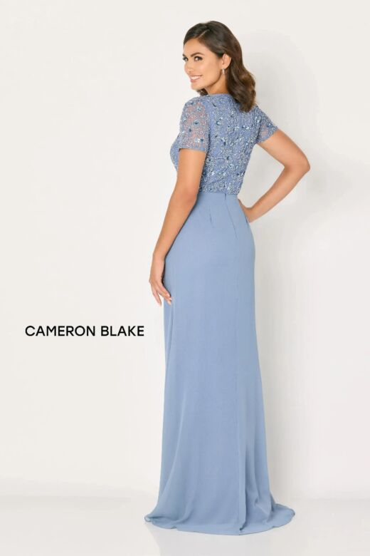 Cameron Blake CB794 Square Neck Sheer Sleeve Dress