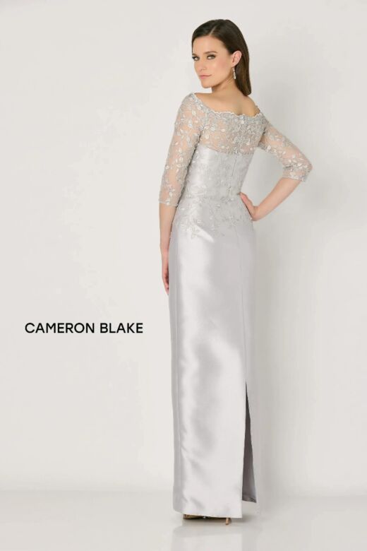 Cameron Blake CB795 Scallop Neck Sheer Sleeve Dress