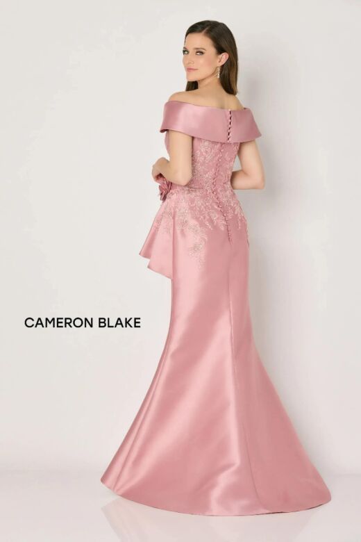 Cameron Blake CB797 Side Drape Off-The-Shoulder Neck Dress