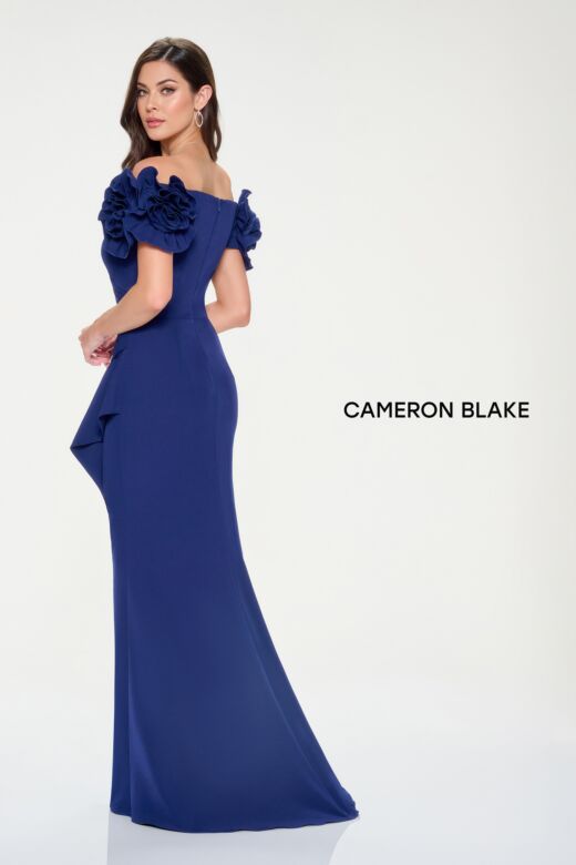 Cameron Blake CB209 Pleated Bodice Rosette Sleeve Dress