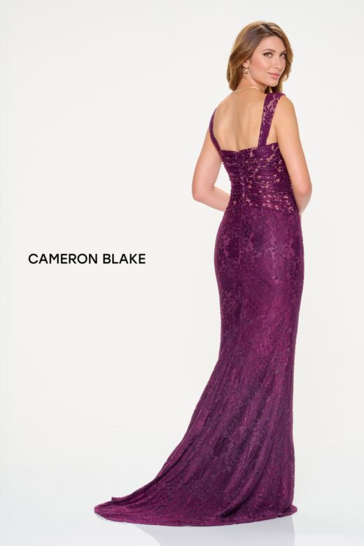 Cameron Blake CB210 Ruched Bodice Sweetheart Neck Lace Dress