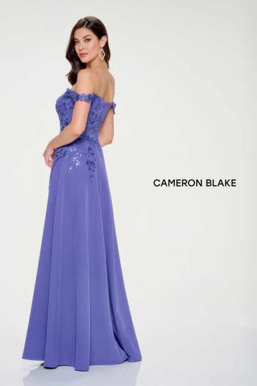 Cameron Blake CB211 Off-The-Shoulder Lace Applique A-Line Dress