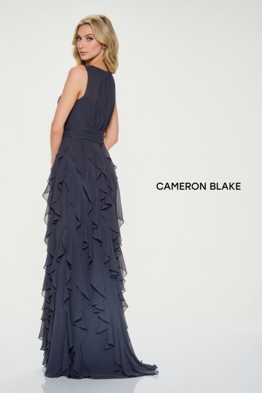 Cameron Blake CB213 Removable Sleeve A-Line Ruffle Dress