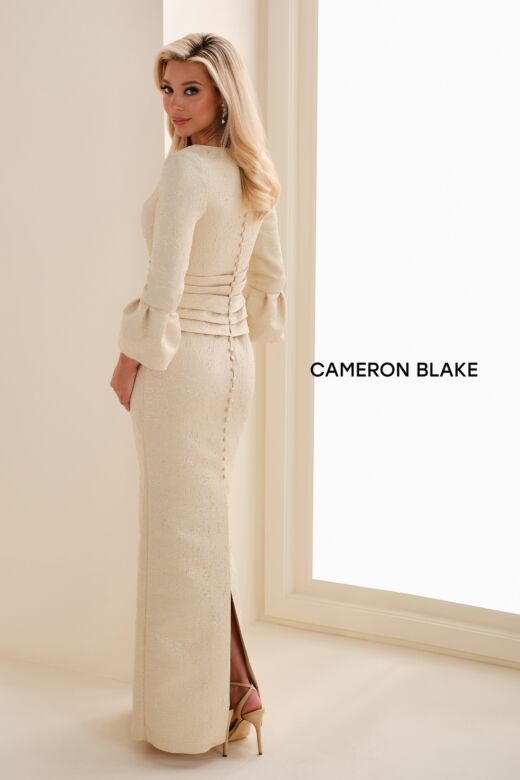 Cameron Blake CB827 Side Drape Plunging Neck Dress