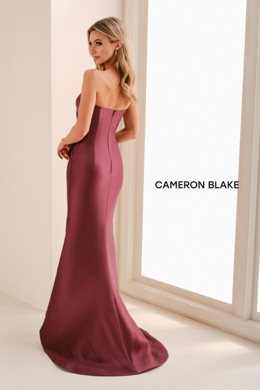 Cameron Blake CB831 Side Slit Front Bow Strapless Dress
