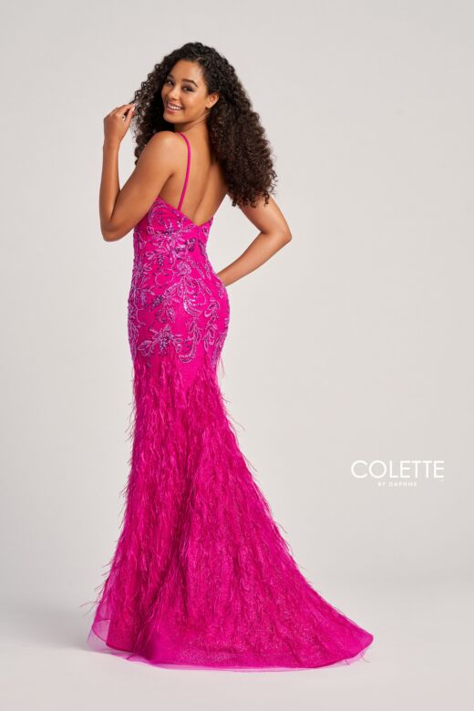 Colette CL5103 Feather Skirt Spaghetti Straps Dress