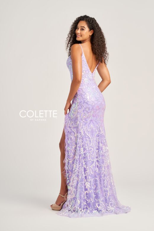 Colette CL5155 Feather Skirt Open Back Dress
