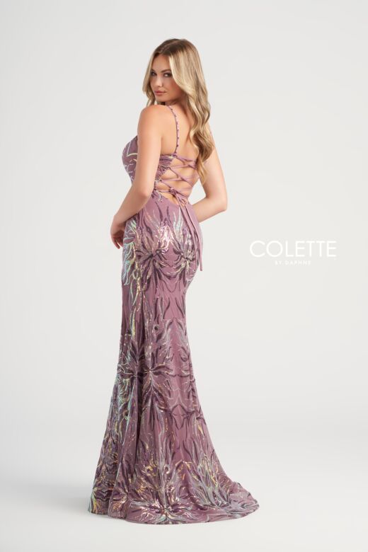 Colette CL5195 Multicolor Sequin Lace-Up Dress