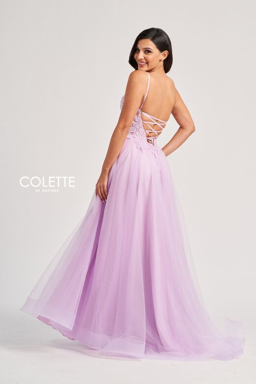 Colette CL8100 Lace Corset High Slit Dress