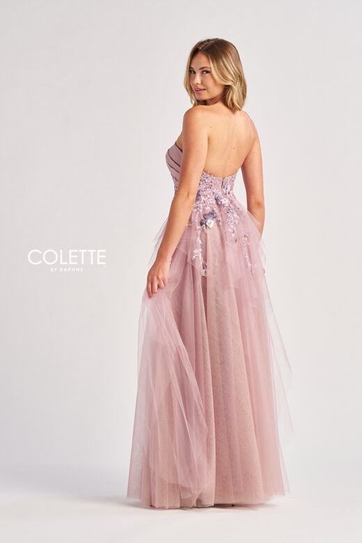 Colette CL8400 Floral Appliques One Strap Glitter Dress