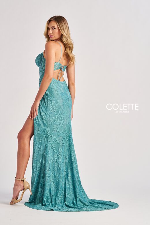 Colette CL8405 Tie Back Beaded Lace Corset Dress
