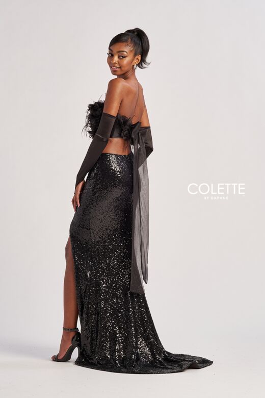 Colette CL8450 Floral Top Sequin Skirt 2 Piece Dress