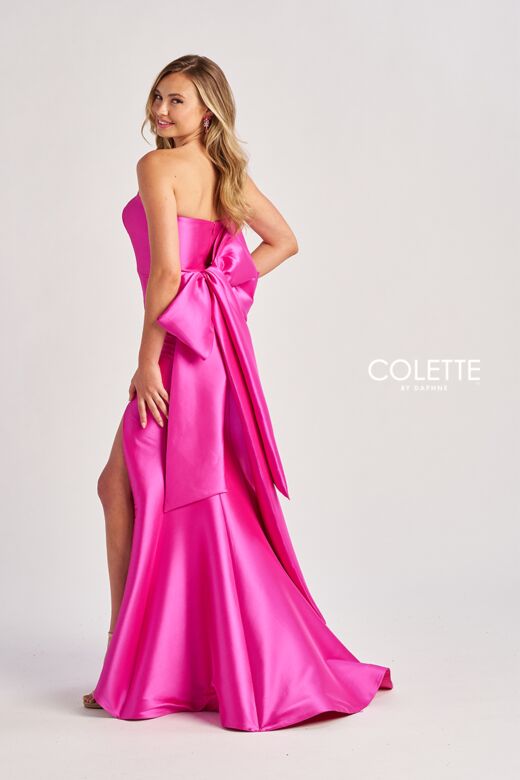 Colette CL8470 Bow Back High Slit Strapless Dress