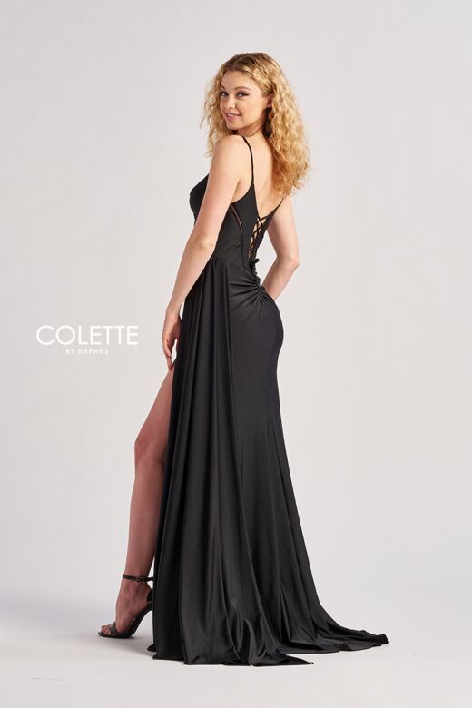 Colette CL8480 Illusion Cutouts Side Tail Dress
