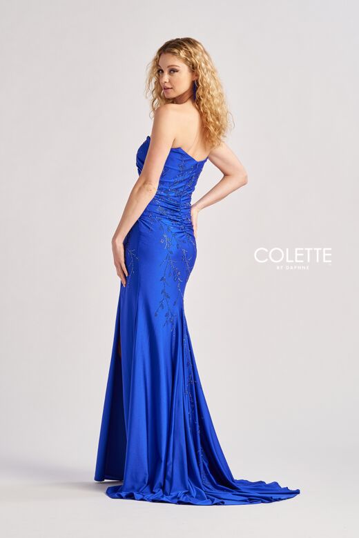 Colette CL8500 Floral Embellished Strapless Ruched Dress