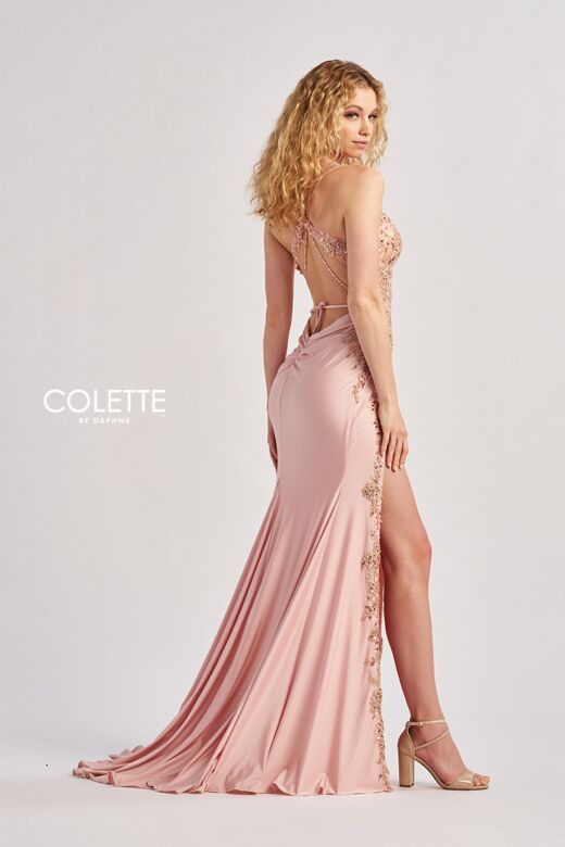 Colette CL8535 Strappy Back Embellished Slit Dress