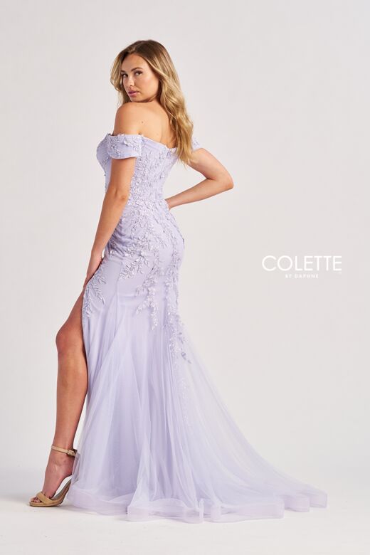Colette CL8645 Leaf Appliques Off The Shoulder Dress