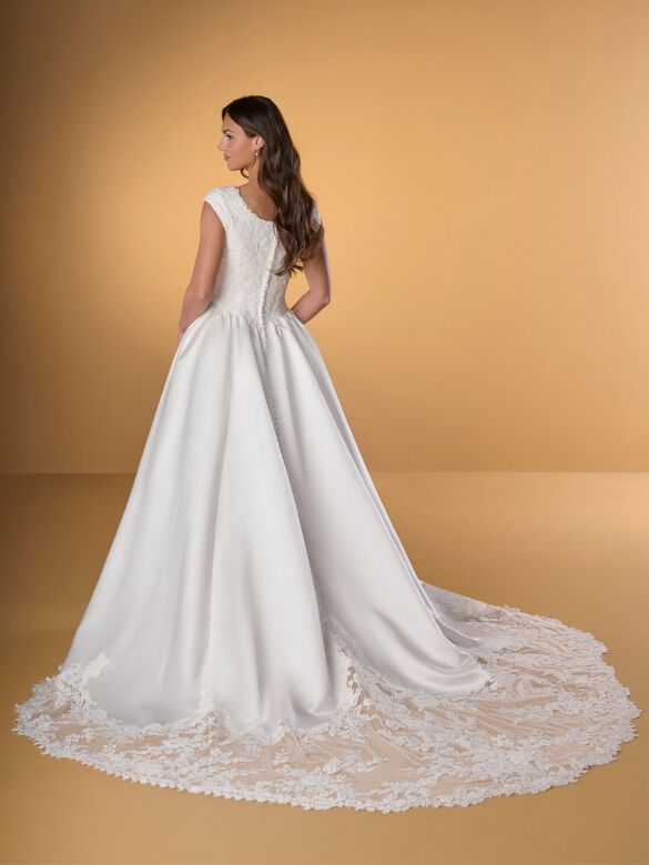 Christina Wu 28257 Scoop Neck Satin Skirt Bridal Dress