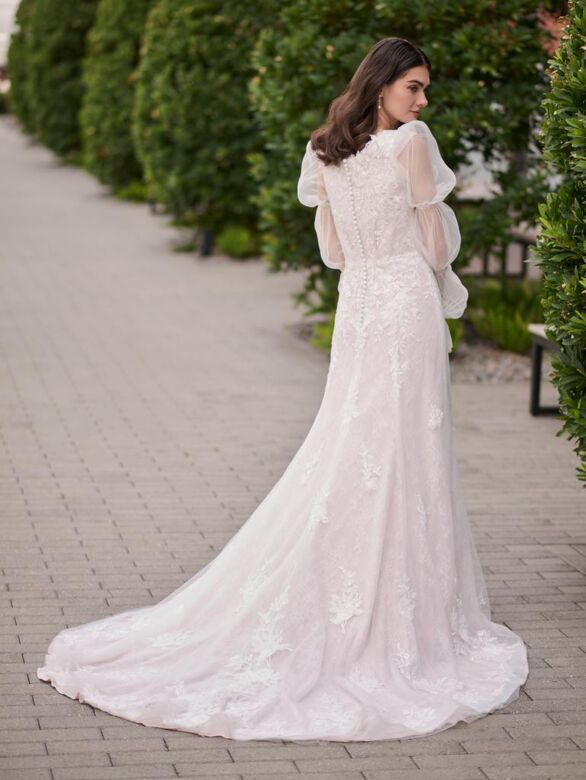 Christina Wu 28217 Court Train Puff Sleeve Bridal Gown