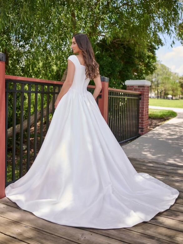 Christina Wu 28220 Pleated Skirt Square Neck Bridal Gown
