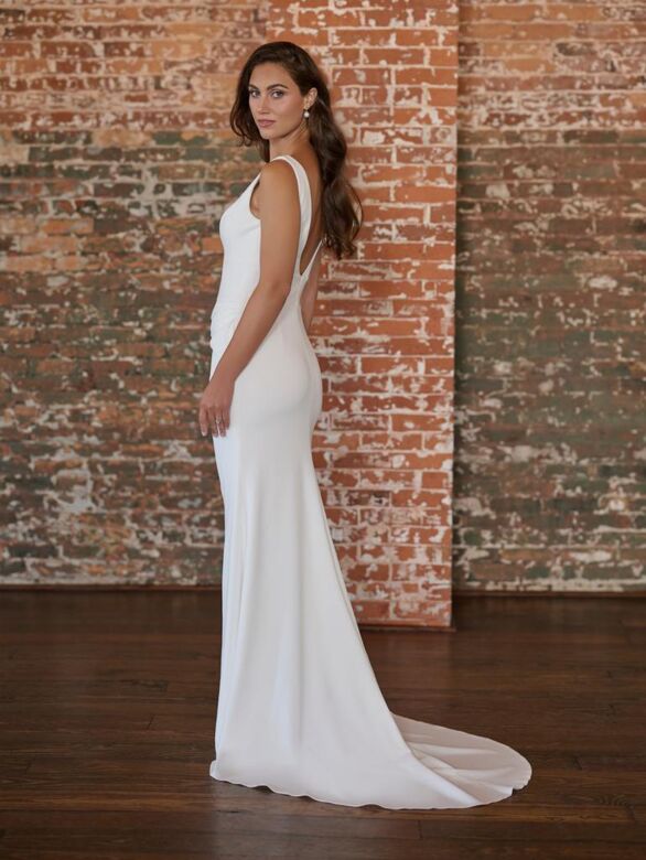 Christina Wu 34034 V-Neck Draped Skirt Wedding Gown