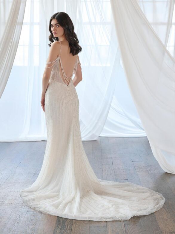 Christina Wu 15912 Cold-Shoulder Pearl Beaded Wedding Gown