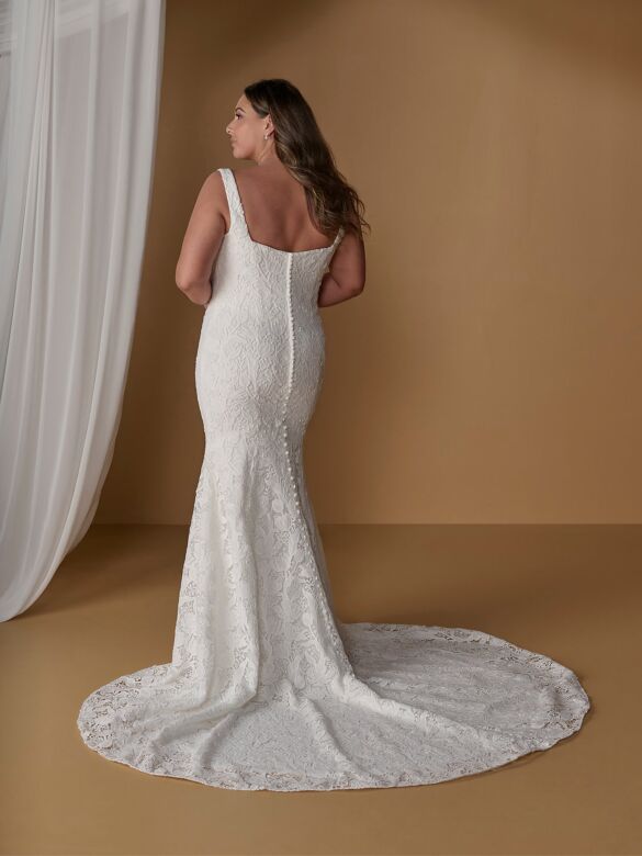 Christina Wu 29497 Back Button Lace Square Neck Wedding Dress