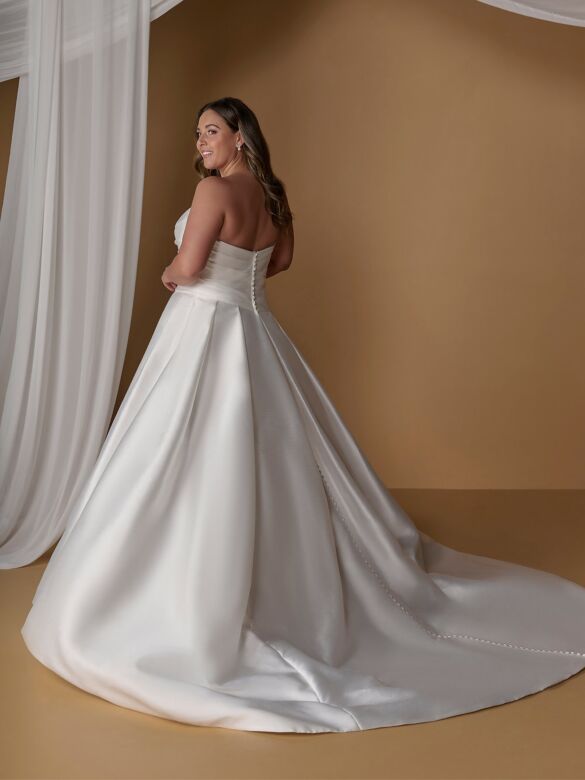 Christina Wu 29498 Removable Sleeve A-Line Mikado Wedding Gown
