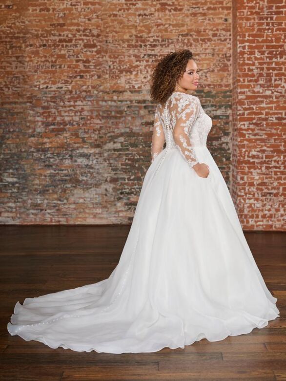 Christina Wu 29480 Square Neck Illusion Back Plus Size Wedding Dress