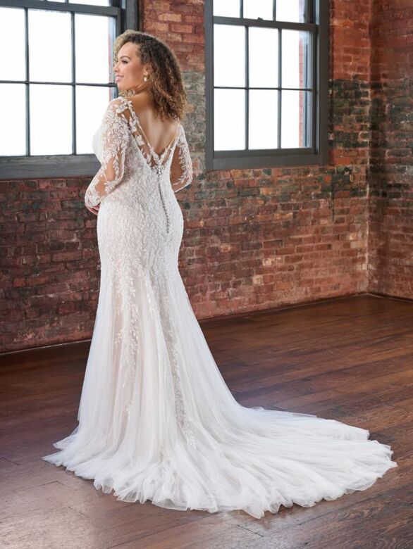 Christina Wu 29489 Long Sleeve V-Neck Plus Size Bridal Dress