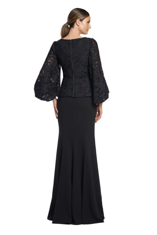 Alexander by Daymor 2042-44 V-Neck Balloon Sleeve Peplum Dress