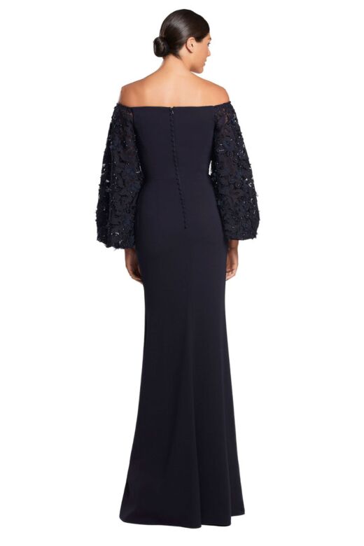 Alexander by Daymor 2047 Off-The-Shoulder Bishop Sleeve Dress