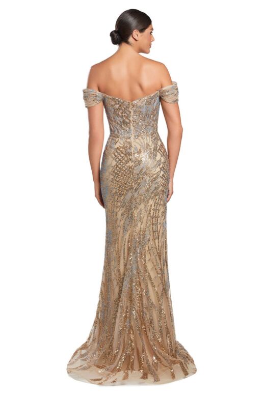 Alexander by Daymor 2075 Plunging Neck Off-The-Shoulder Dress