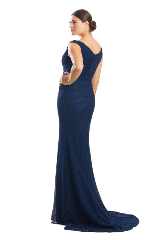 Alexander by Daymor 1754 Beaded Mesh Ruched Dress