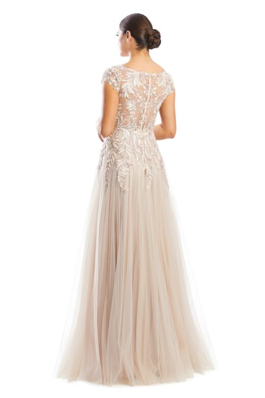 Alexander by Daymor 1755 Embroidered Bodice Cap Sleeve Dress