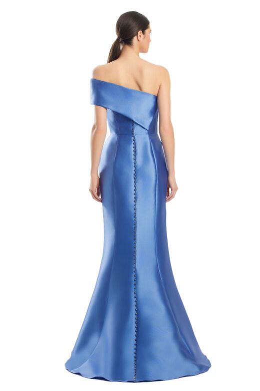 Alexander by Daymor 1966 Back Buttons Asymmetric Neck Dress