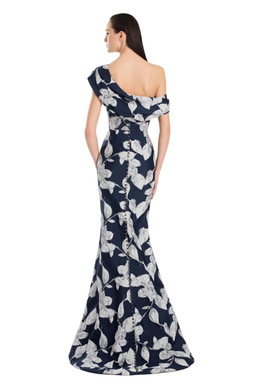 Alexander by Daymor 3044 Draped Neck One-Shoulder Brocade Dress