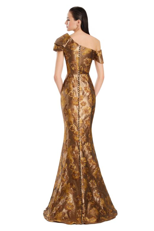 Alexander by Daymor 3050 Asymmetric Bow Neck Brocade Mermaid Dress